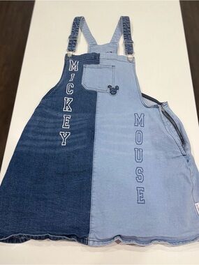 Disney Mickey Mouse Two-Tone Blue Denim Overall Jumper Dress, XL HerUniverse